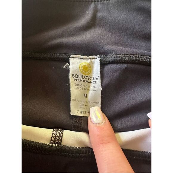 Soul Cycle Cropped Cycling Spin Workout Black Space Dye Leggings | Size M - Picture 7 of 7